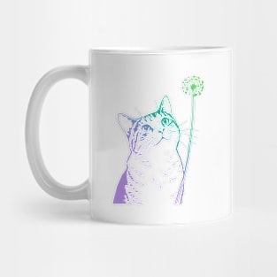 Cat Dandelion Flower adorable Mug